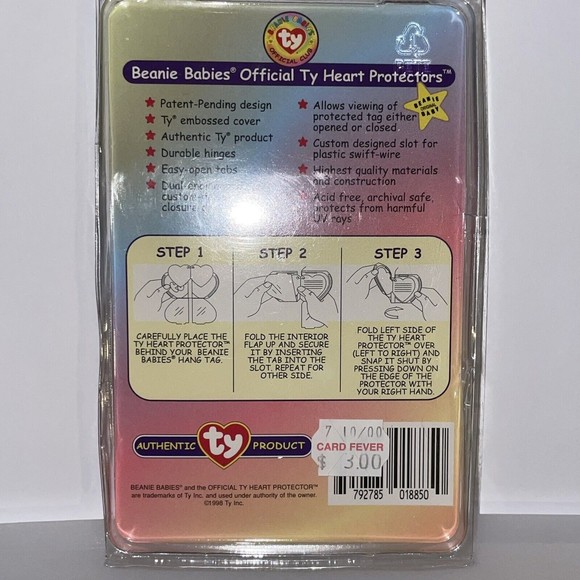 BEANIE BABIES HEART PROTECTORS QTY 10 PLASTIC TAG TABS OFFICIAL TY PRODUCT 1998 - Picture 2 of 15